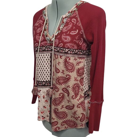 Sundance Womens Red Patchwork Tunic Blouse Size XS - Picture 3 of 10